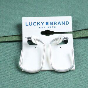 Lucky Brand Silver Hoop Earrings Minimalist Chic Jewelry Trendy Design